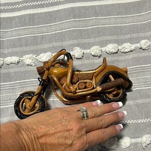 Handcrafted Wooden Motorcycle Figurine